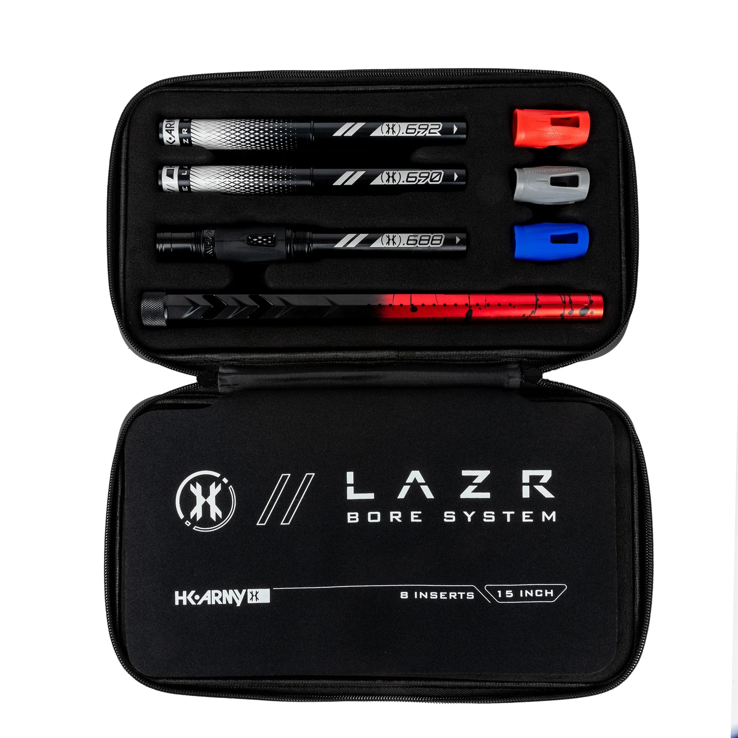 LAZR ELITE FOSSIL BARREL KIT - 15" RED/BLACK SPLASH - BLACK INSERTS- COCKER THREADS